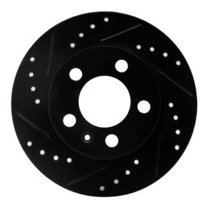 Audi TT Quattro Brake Rotor (1) - Rear Left - R1 Concepts - Drilled & Slotted - Black - `01-`06